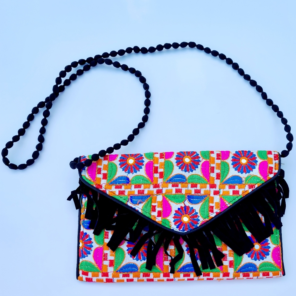 Colorful / Vibrant Embroidered Crossbody Bag